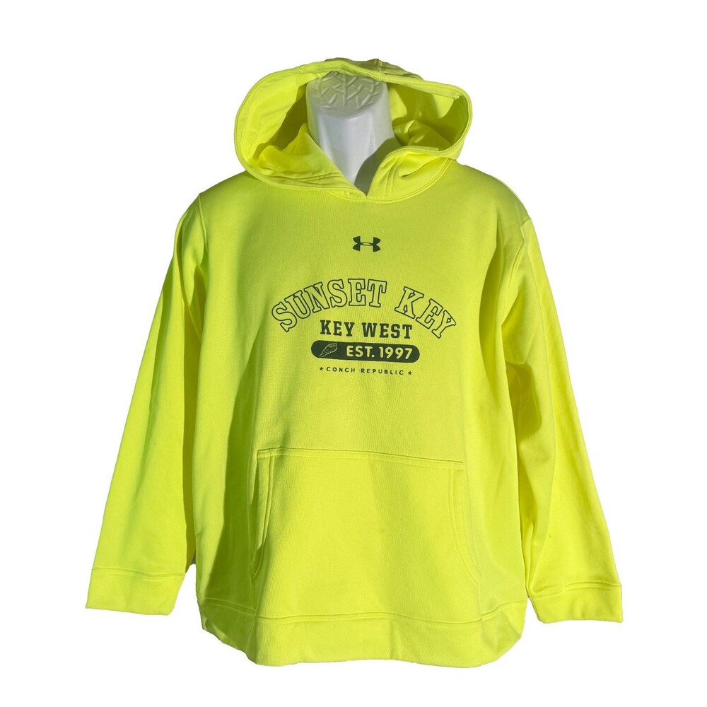 UNDER ARMOUR Youth Long Sleeve Pull-Over Hooded KEY WEST Sweatershirt Green YXL